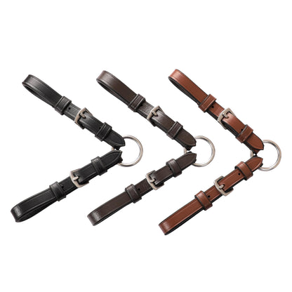Exion Adjustable Pelham Bit Converter for Horse Bridle – Leather Single Rein Rounding Strap with Double Buckles – English Tack for Jumping & Training – Stainless Steel Hardware – Black & Brown