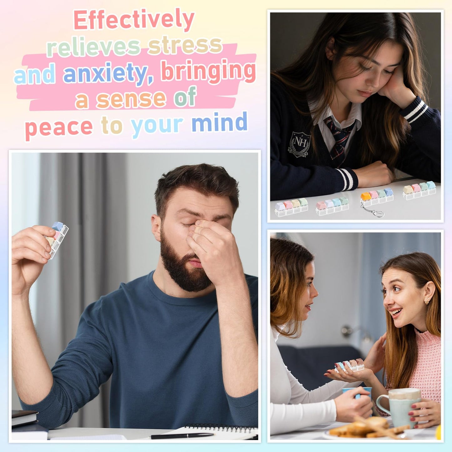 24 Pcs Keyboard Fidget Toys Stress Relief Fidget Clicker Keyboards Set Colorful Keyboard Decompression Toys Button Stress Relief Gifts for Adults to Relieve Stresses Pass Time Party Giveaways Favors