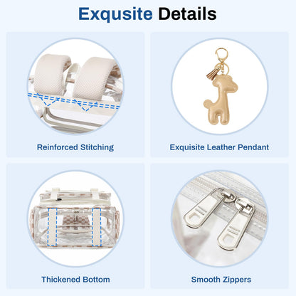 Sisipoet Clear Backpack, Heavy Duty Clear Bookbag PVC Transparent Backpack for School for Teens Girls Women with Leather Pendant,Khaki
