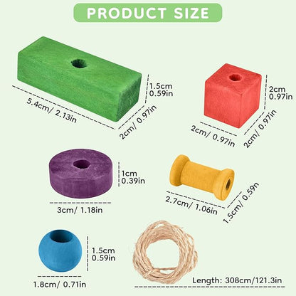 DBNESS Large Bird Toys for Parrots, 165 PCS Colorful Chew Toy Multi-Shaped DIY Wooden Blocks Craft Birds Cage Training Toy Macaw Cockatoo African Grey Medium Large Parrot