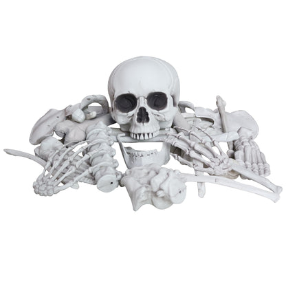 IDMOP 28 Pieces Skeleton Bones with Skull Bag of Plastic Bones Scary Groundbreakers for Halloween Yard Lawn Decoration (Gray)