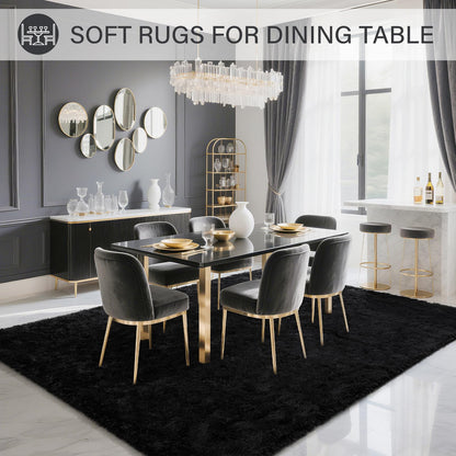 BENRON Fluffy Rugs for Living Room 5x8 Black, Washable Large Area Rugs for Bedroom Dining Table Office Kids Nursery Room, Washable Indoor Floor Carpets