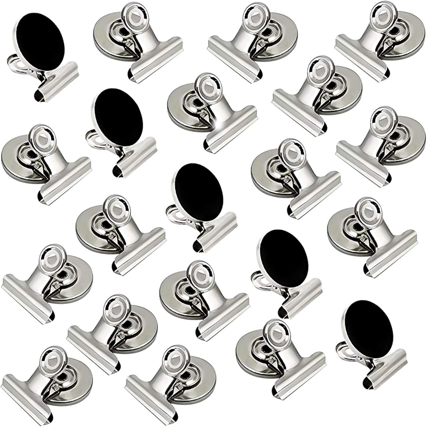 VNDUEEY 20 Pack Fridge Magnets Refrigerator Magnets Strong Magnetic Clips, Magnet Clips Heavy Duty, Whiteboard Magnet Magnetic Paper Clips for Home, School, Office, Teaching, Locker (Silver)