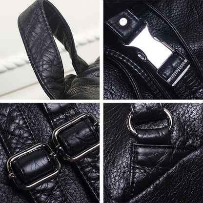 AlwaySky Women Hobo Drawstring Backpack Travel Daypack Satchel Soft Faux Leather Purse Shoulder Bags Black