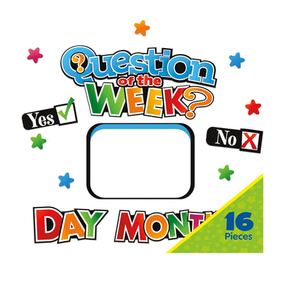Eureka 661004 Question of The Day Interactive Mini Bulletin Board Set with Dry Erase Headliners, Multicolor, 16 Pieces