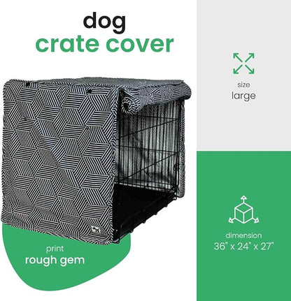 Molly Mutt Rough Gem Dog Crate Cover, 100% Cotton Canvas Cover with 2 Roll-Up Panels, Ideal for Dog or Cat Crate, Durable, Washable, and Free of Harmful Chemicals, 36" x 24" x 27"