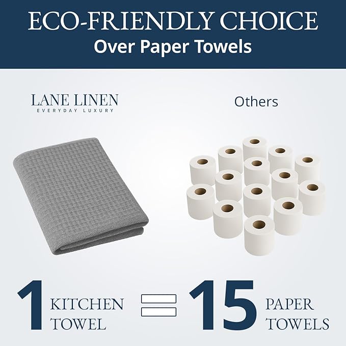 LANE LINEN Kitchen Towels & Dishcloths Set of 12-100% Cotton, Quick-Drying 18”