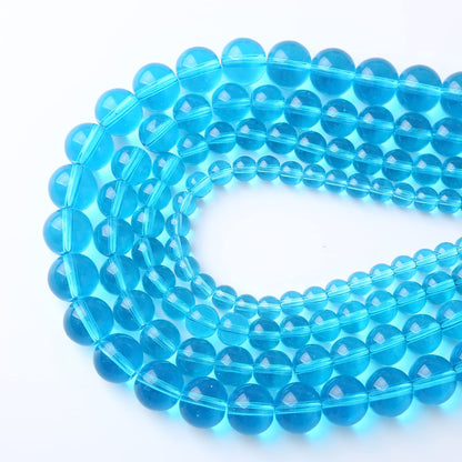 8MM 46PCS Light Blue Glass Spacer Loose Beads for Jewelry Making DIY Bracelet Necklace