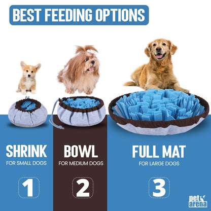 PET ARENA Snuffle Mat for Dogs - Adjustable Interactive Puzzle Toy for Large & Small Breed Slow Feeder for Mental Stimulation & Stress Relief Encourages Natural Foraging Ideal for Indoor & Outdoor Use