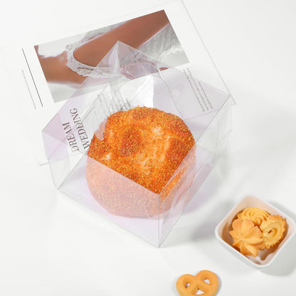 Limbeuuu 20Pcs Transparent Bakery Boxes with Handles, Mini Clear 5in 6in Cake Boxes,Clear gift box,Treat Box for Cake Chocolate Donut,Pastries,Cookies(6x6x5 in)