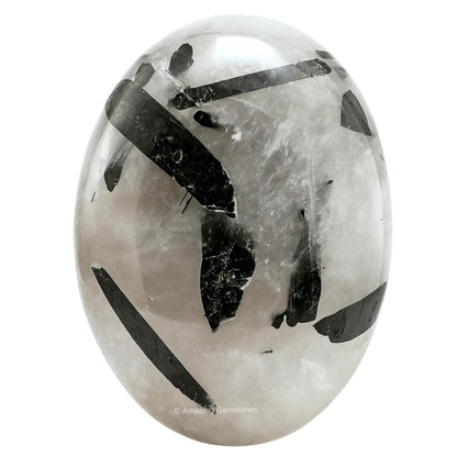 Amazing Gemstone Black Rutilated Quartz Crystals and Healing Stones - Large Palm Stone Crystals Piedra - Crystal for Good Luck, Positive Energy, Meditation - Unique Stocking Stuffers Gifts for Women