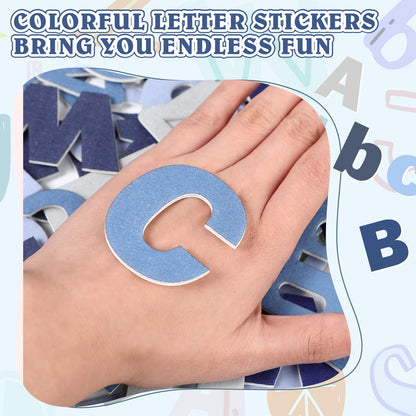 Breling 310 Pieces Felt Letter Bulletin Board Letters Sticker with Number 2" Bulk Self Adhesive ABC Upper Lowercase Sticky Letter for Xmas Gift Bulletin Board Classroom(Blue Color)