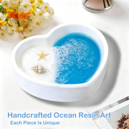 LENTOFINE Resin Ring Dish,Coastal Jewelry Tray for Small Trinkets