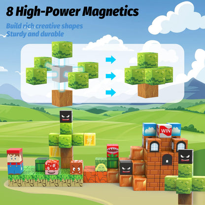 CEMECER Magnetic Blocks, 48PCS 1in Game Magnetic Building Blocks Toy for Kids Build Cubes, Stacking Magnetic Tiles, Sensory Montessori Construction Game Toys, Boys Girls Christmas Birthday Gifts.
