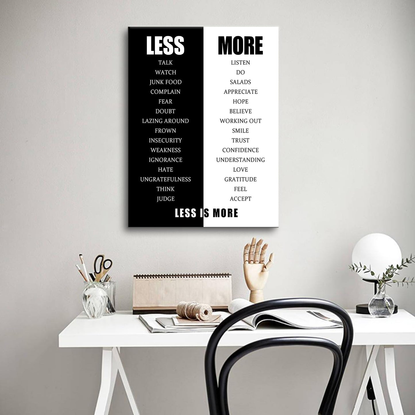 Inspirational Canvas Wall Art Less is More Motivationall Poster Print Positive Quotes Pictures Painting Artwork for Home Office Bedroom Living Room Wall Decor Ready to Hang [18''Wx24''H]