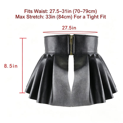 U Scinan Women's Dress Belt PU Leather Pleated Fashion Stretchy Peplum Cinch Belt Skirt Style Elastic Wide Waistband