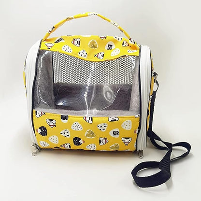 Bird Carrier Small Animals Travel Bag Portable Parrot Cage with Plush Lining Transparent Window Breathable Case