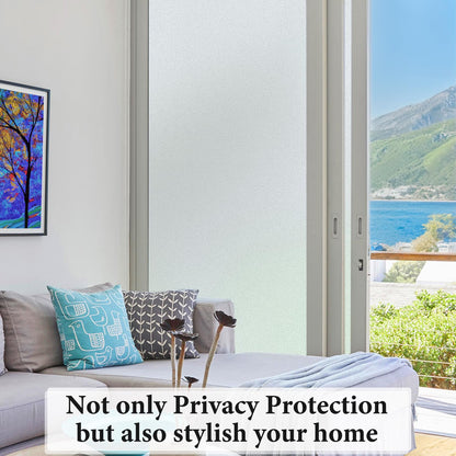 DUOFIRE Frosted Glass Window Privacy Film, Static Cling No Glue Heat Blocking, Renter-Friendly Removable Anti-UV Anti-Glare Decorative Covering for Home Bathroom Bedroom Office 35.4 x 78.7 in
