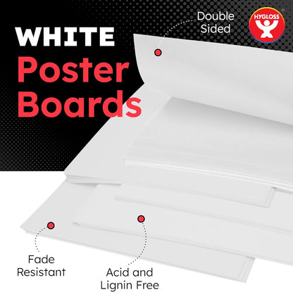 Hygloss Large Poster Board 22x28 - 50 Poster Boards Bulk Pack - 10 Pt. Thickness White Poster Board Paper for Projects, Presentations, Displays, Signs, Crafts - Blank Posterboard Multipack 22" x 28"