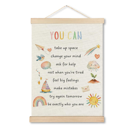 IAFQWDS Kids Affirmations Wall Art Hanging Poster Framed, Self Acceptance Mental Health Wall Decor Prints for Kids Room Classroom Playroom Calming Corner School Counselor Therapy Office, 12x16 Inch