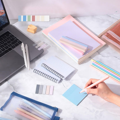Colarr 54 Pcs Cute Notebook Stationery Set for Women, Bible Study Supplies, 6 Lined Notebooks, 36 Pens, Sticky Notes & Tabs, Bags & Folders for Work Journal Study College Office Supply(Macaron Color)