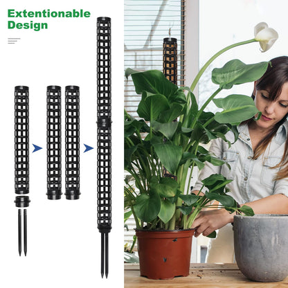 LangRay Moss Pole for Climbing Plants Monstera, Indoor Plant Supports, Plastic Moss Stick, Plant Stake for Garden, Extension Aid Climbing Rob (Black, 6pcs 10inch)