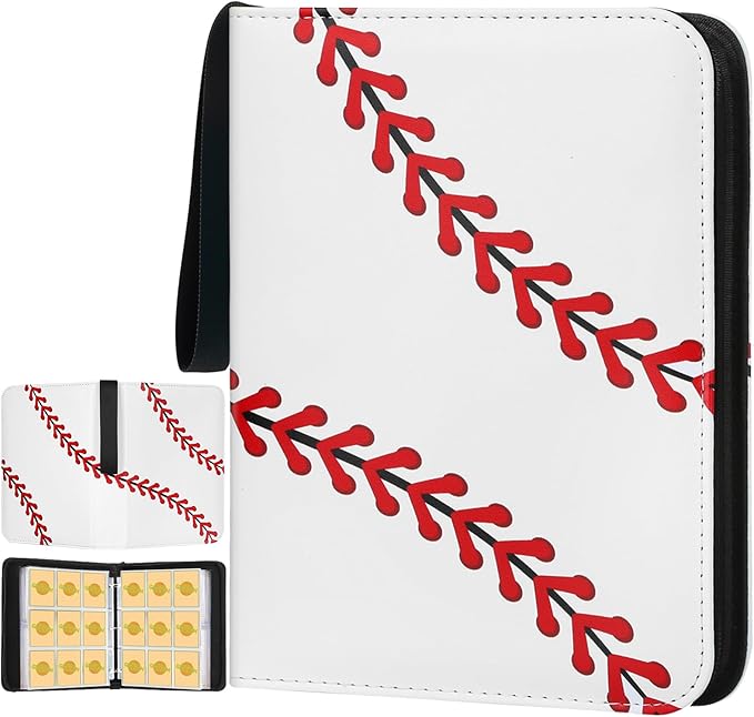 900 Pockets Round Ring Trading Card Binder, 9-Pocket Clear Zipper Card Album with Wrist Strap, Holds 900 Standard TCG & Sports Cards, Not Fit Top Loaders