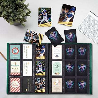 Card Binder, 360 Pockets Upgraded Trading Card Binders, Cards Collection Binder 9 Pocket, Side Loading Yugioh Binder Book Holder for MTG, TCG, Sport, Football, Baseball Collector Cards - Green