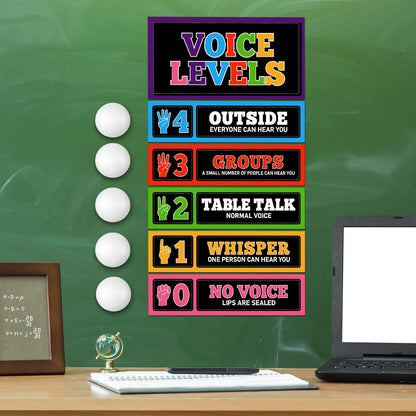 Glooglitter 5 Pcs School Magnetic Voice Level Chart Poster and Push Light Crayon Classroom Decor LED Tap Light Chart Noise VoiceLevel Rules Sign for Classroom Teachers Back to School Supplies