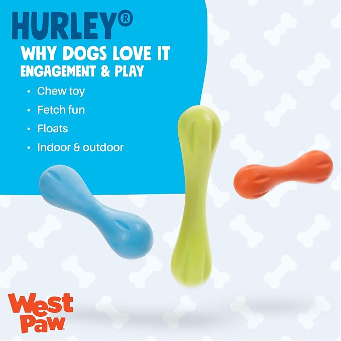 WEST PAW Zogoflex Hurley Dog Bone Chew Toy – Floatable Pet Toys for Aggressive Chewers, Catch, Fetch – Bright-Colored Bones for Dogs – Recyclable, Dishwasher-Safe, Non-Toxic, X-Small, Tangerine