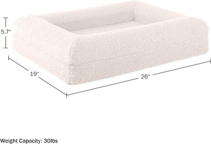 Orthopedic Dog Bed - 26in Small Dog Bed with Supportive Bolster, Nonslip Bottom, and Removable Washable Cover - Memory Foam Puppy Bed for Small Dogs and Cats - Dog Products by PETMAKER (Cream)