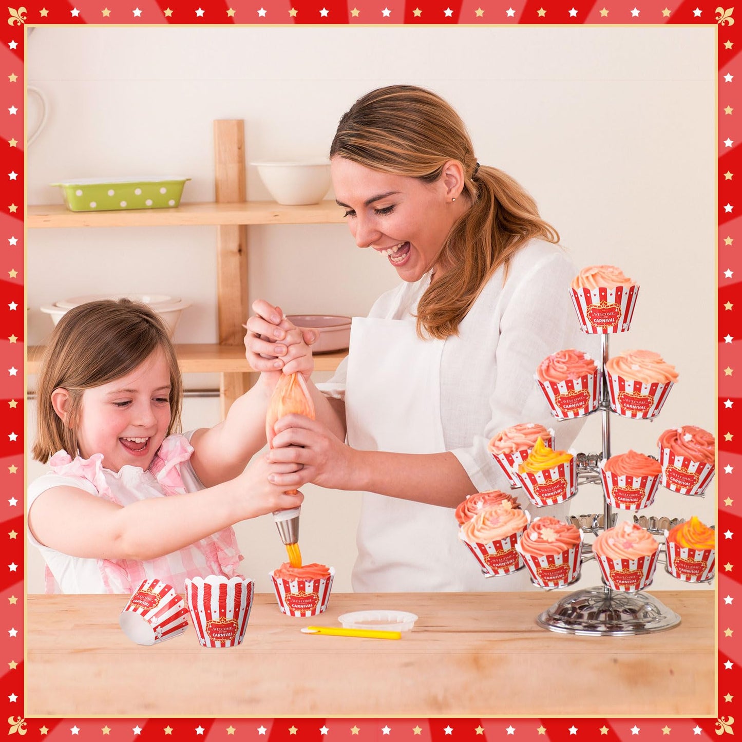 Epakh 100 Pcs Carnival Cupcake Wrappers Red White Striped Baking Cups Wrapper Circus Supplies Popcorn Decorations for Movie Night Carnival Party Birthday Circus Theme Decoration Popcorn Party Favors