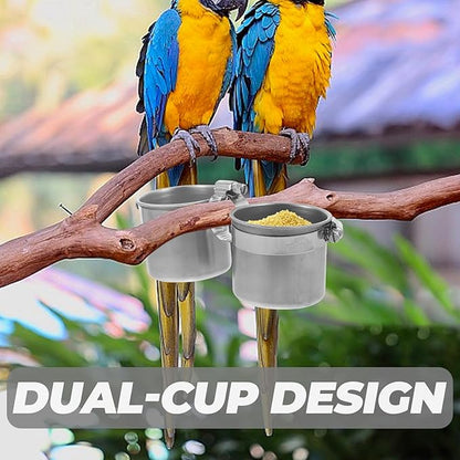 Bird Water Feeder Dishes Bird Bowl for Cage Coop Cups Parrot Food Hanging Pet Animal Stainless Steel Birdcage Bowls Feeding Perches Play Stand with Clamp 15x6. 5cm