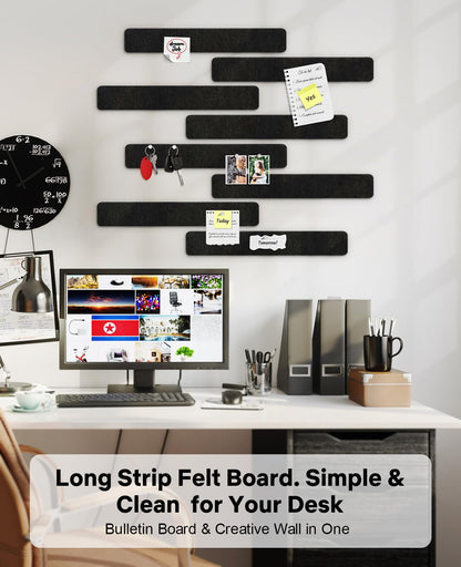 Small Cork Bulletin Board Tiles, Felt Wall Decor and Office Desk Accessories for Vision, Message Center, Picture and Prayer Board, Dorm, Room, Home Office Essentials and Organization(Black)