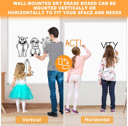 H-Qprobd Dry Erase Board for Wall 72"x40" Aluminum Presentation Magnetic Whiteboard with Long Pen Tray, Wall-Mounted White Board for School, Office and Home