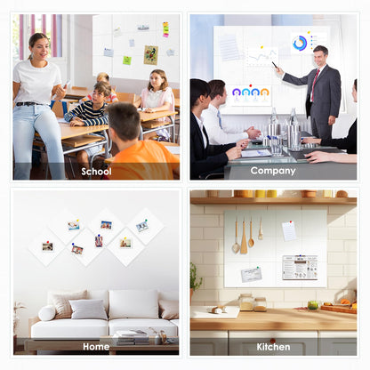 Large Cork Board for Walls 48"x36" |Cork Board Alternative| 12 Pack Felt Wall Tiles| White Bulletin Board with Removable Adhesive | Cork Boards Pinboard for Office Home Classroom,White