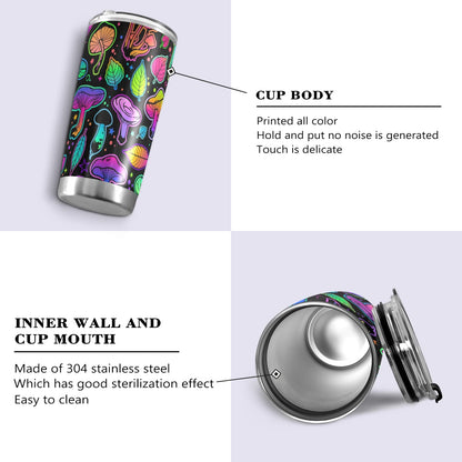 Yasala Tumbler Magic Mushroom Halloween Insulated Coffee Cup Beverage Container Travel Mug with Straw and Lid Double Wall Stainless Steel 20oz Holiday Gift