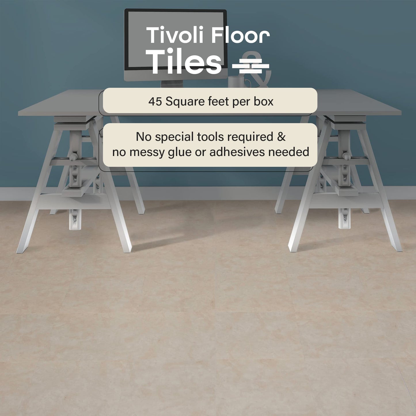 Tivoli Self Adhesive Vinyl Floor Tiles, 45 Tiles - 12" x 12", Light Oak Plank-Look - Peel & Stick, DIY Flooring for Kitchen, Dining Room, Bedrooms, Basements & Bathrooms by Achim Home Decor