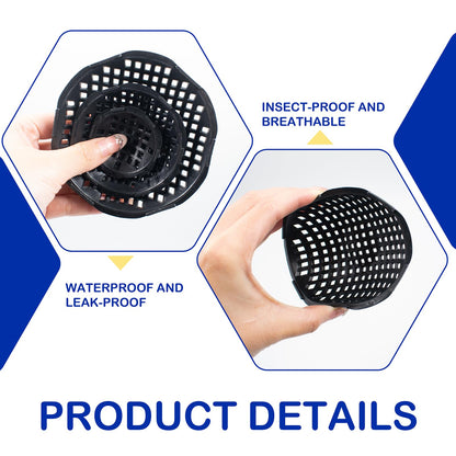 HaoGludi 30 PCS Plant Pots Hole Mesh Pad, 3 Size Ppherical Planter Inserts Bottom Drainage Grid, Breathable Gasket Prevent Prevent Soil Leakage, for Potted Succulent, Black