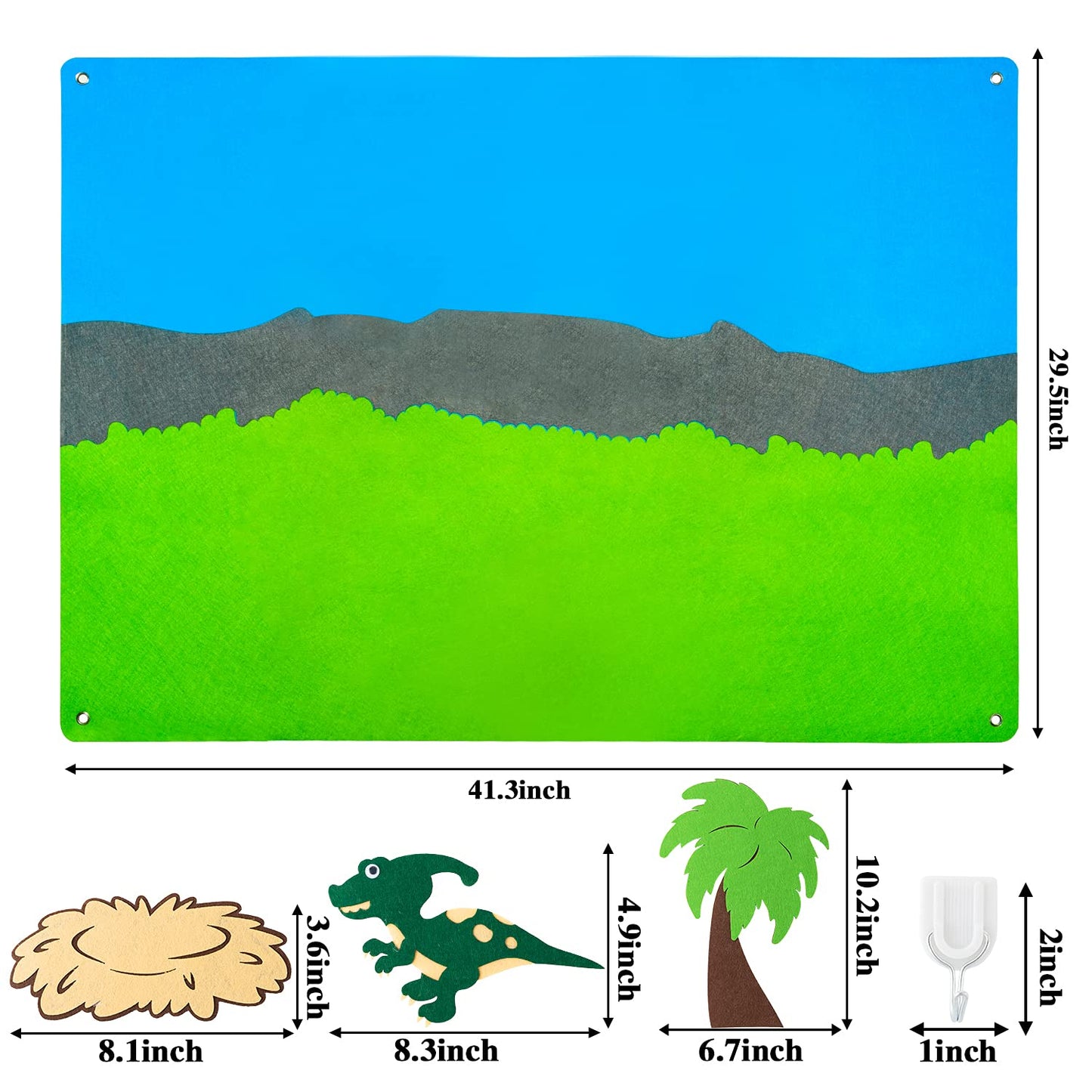 WATINC Dinosaur Felt Board Stories Set - 37Pcs 3.5Ft Dinosaur Classification Storytelling Kit, Preschool Early Learning Flannel Board with Roar Volcano Theme Wall Hanging for Classroom Homeschool