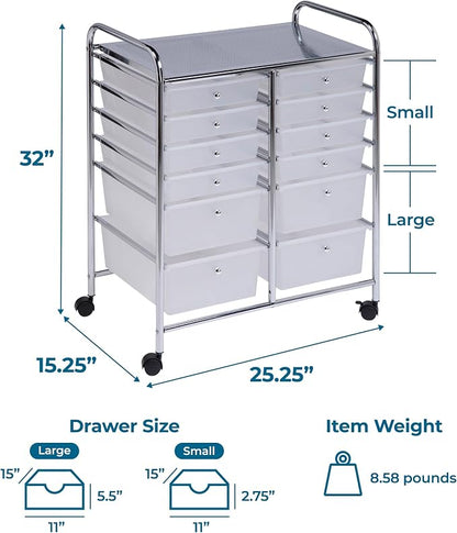 Honey-Can-Do Rolling Storage Cart and Organizer with 12 Plastic Drawers