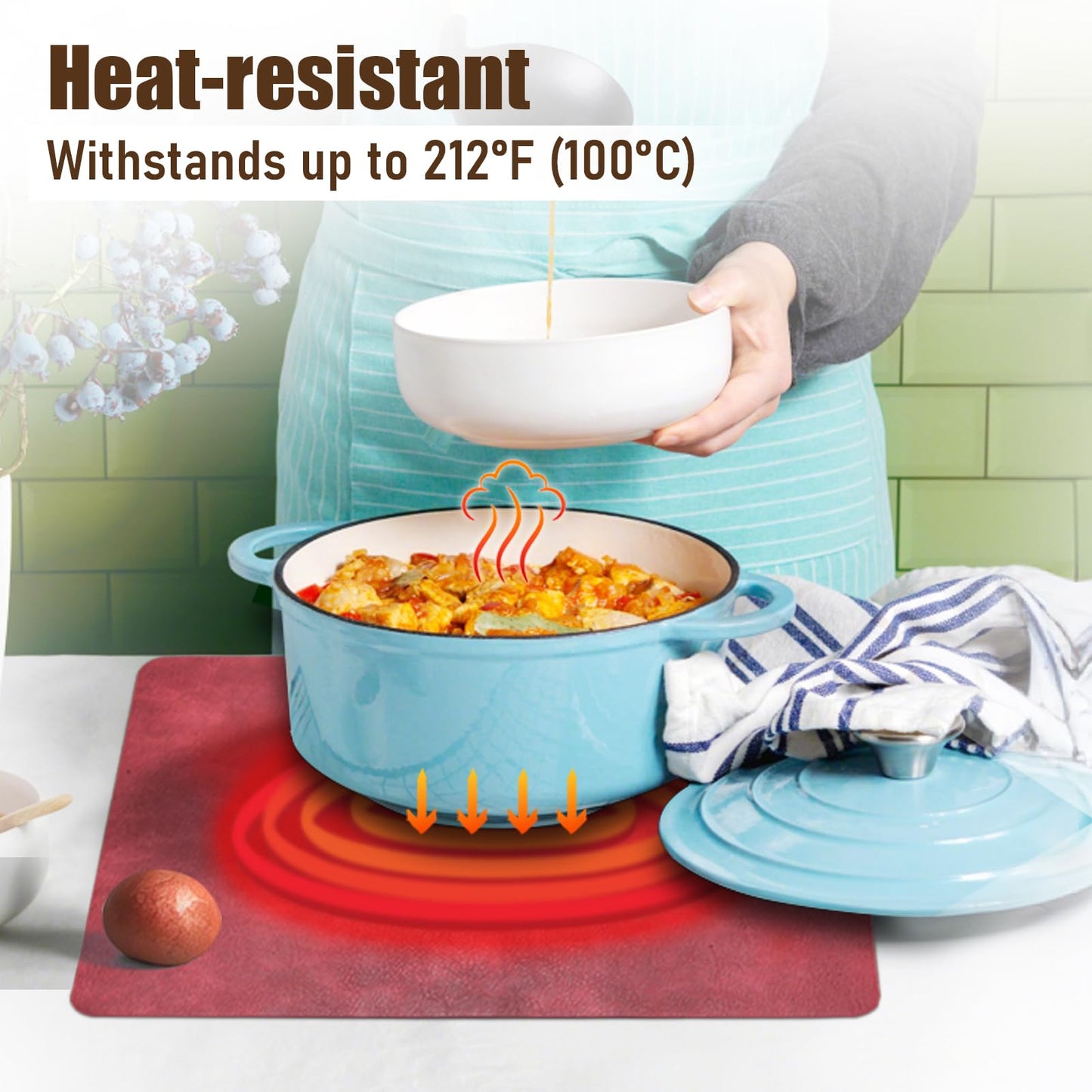 UnivoColors Placemats,Heat Resistant Placemats Set of 4 Washable 12 x 17 Inch,Waterproof Table Mats,Wipeable Pu Place Mats for Kitchen,Dining Room.Reddish Brown