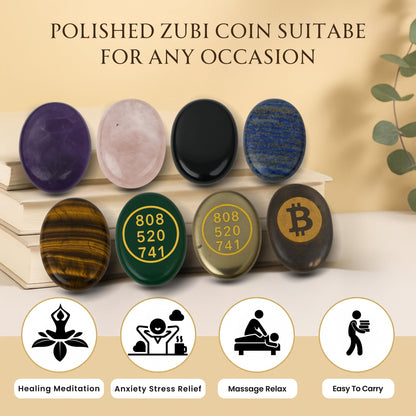 TRRYSTALS Natural Lapis Lazuli Zibu Coin | Gemstone Spiritual Symbol Token for Good Luck | Oval Shaped coin for Positive Energy, Meditation, Home & Office Décor, Thoughtful Gifting