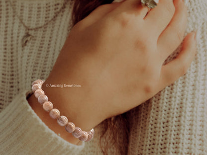 Amazing Gemstone Crystal Bracelet for Women Men's Gifts - Protection Healing Crystal Bracelet - 8mm Gemstone Beaded Stretchable Bracelet Pulseras Para Hombres Mujer Stocking Stuffers Mothers Day Gift (Peach Moonstone)