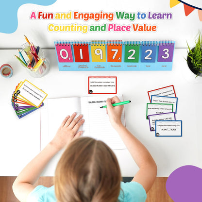Aizweb Student Place Value Flip Chart,Math Manipulatives,Double-Sided with Whole Number & Decimals,1st 2nd 3rd Grade Classroom Must Haves,Homeschool Teacher Back to School Supplies Teaching Essentials