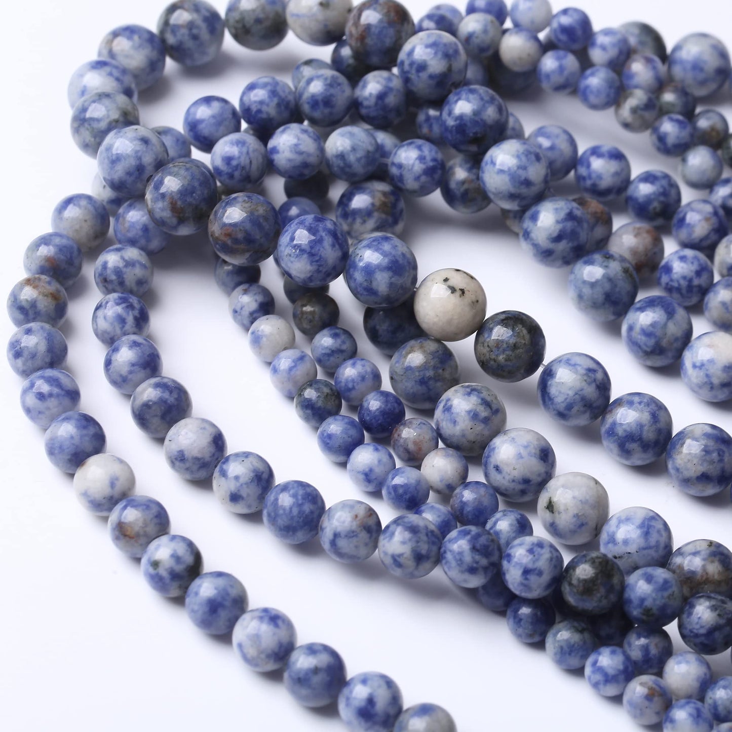 8MM Blue Sodalite Jaspers Stone Round Loose Beads Natural Gem Beads Crystal Energy Stone Beads for Jewelry Making DIY Bracelet Necklace