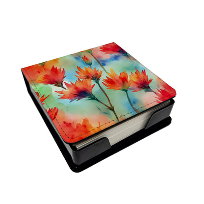 Caroline's Treasures Wyoming Indian Paintbrush in Watercolor PU Leather Note Paper Holder with Artist-Designed Cover, Desk Accessory, Office Gift