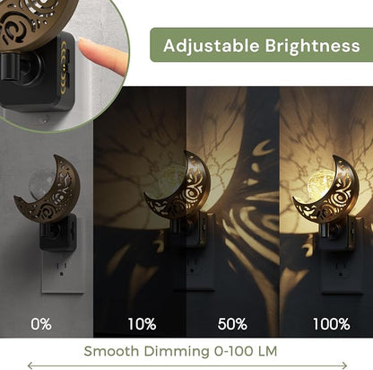 L LOHAS LED Night Lights Plug into Wall: 2 Pack Moon Sphere Decor Landscape Night Light, Dusk to Dawn Sensor Glass Globe Nightlight, 0-100LM Dimmable, for Bedroom Living Room Hallway
