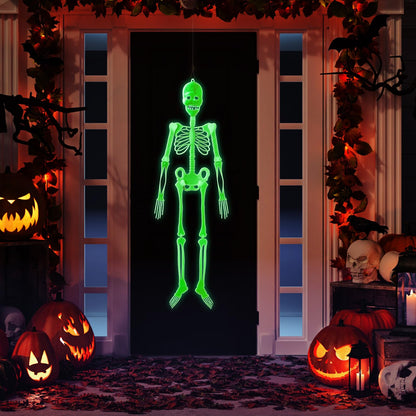 Colingmill 4 Pcs Halloween Glow in the Dark Skeleton 2 Pcs 60 Inch and 2 Pcs 35 Inch Full Body Luminous Skeleton Adjustable Joints Skeletons for Halloween Indoor Outdoor Yard Hanging Decoration