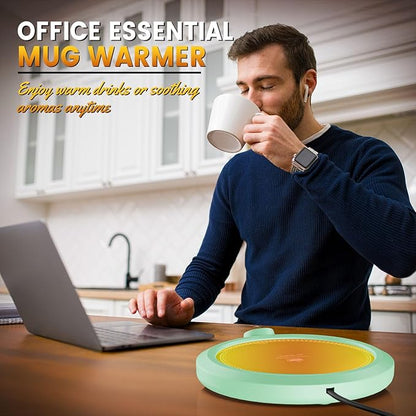 Fast Heating Mug Warmer - 4 Temp Settings & 1-12H Timer, Coffee Cup Warmer Plate for Desk Auto Shut Off, Ideal Beverage Warmer Gift for Coffee, Tea, Milk (Green)
